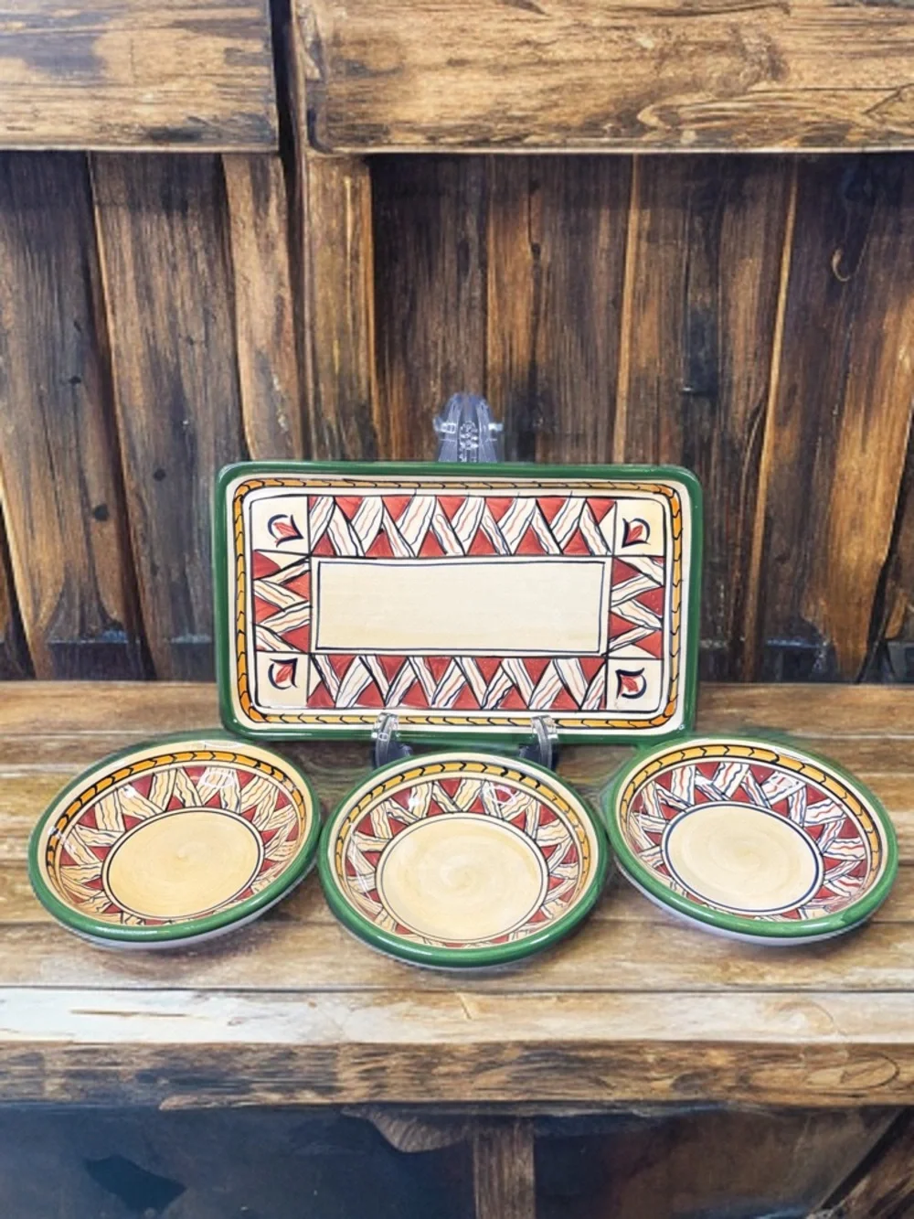 Deruta collection by Tabletops Unlimited Dip Dishes with Tray